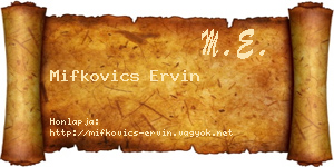 Mifkovics Ervin névjegykártya